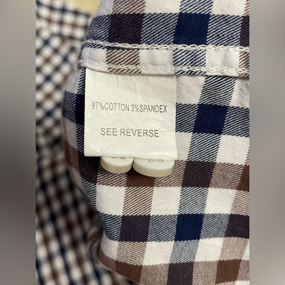 Linea Uomo Stretch Mens XXL Plaid Button Up Long Sleeve‎ Dress Shirt - Picture 4 of 4